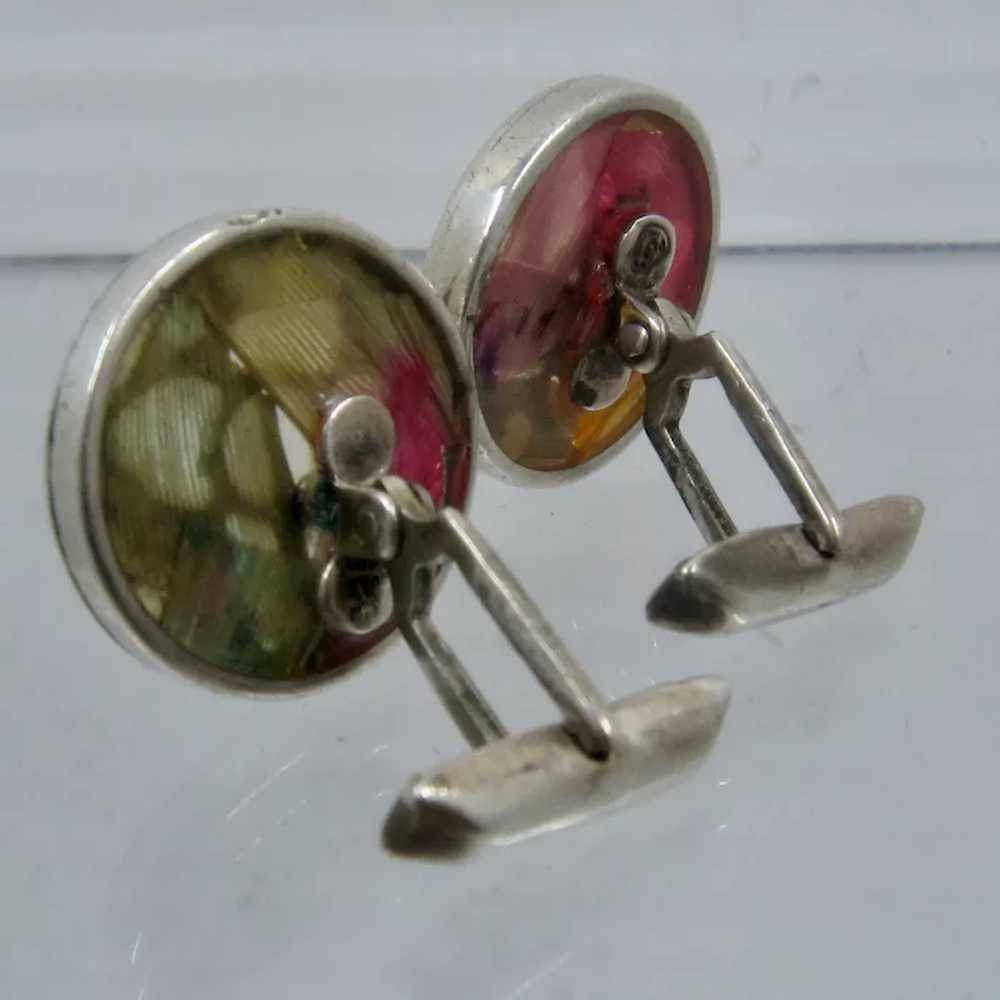 Vintage Sterling Butterfly Wing Inlay Cufflinks - image 5