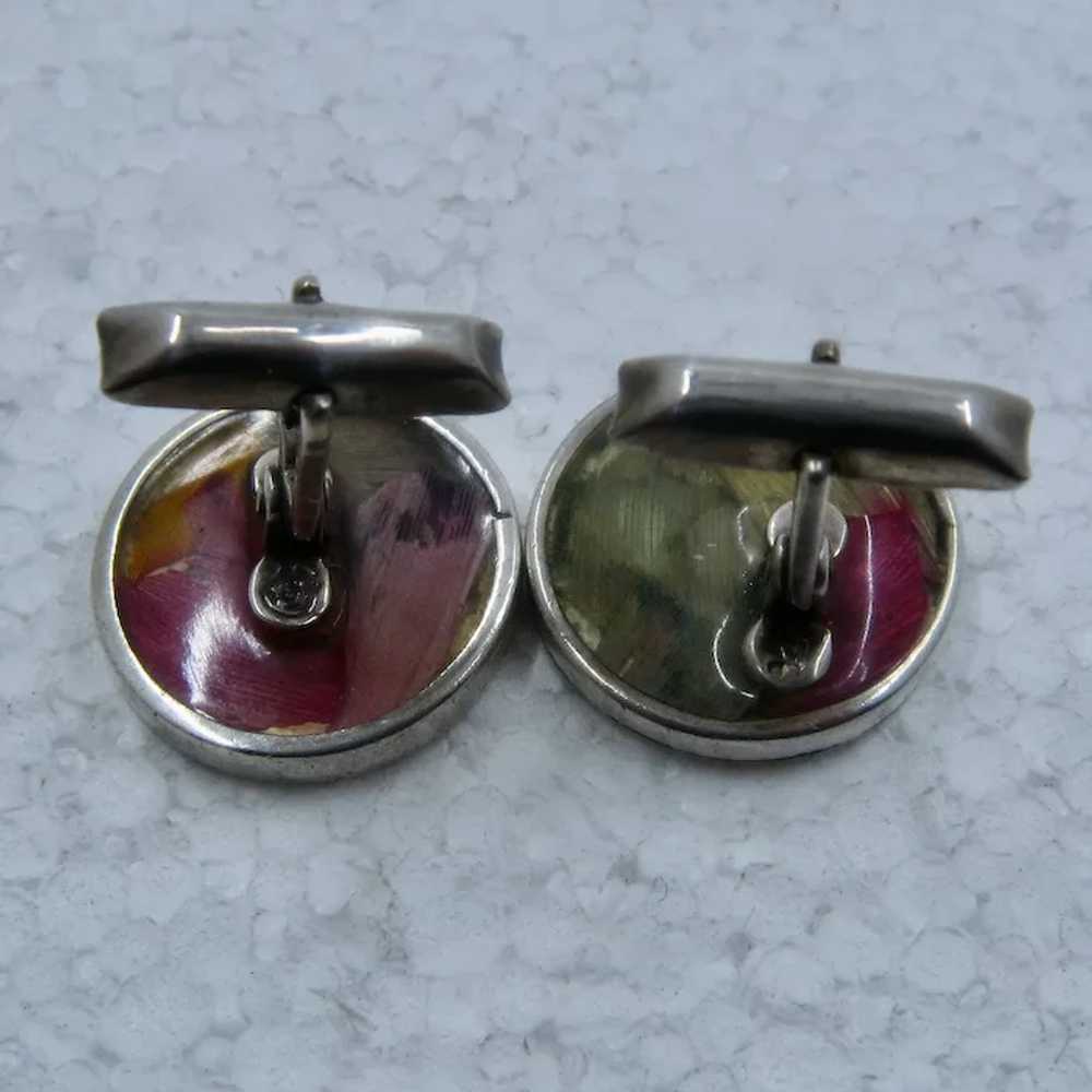Vintage Sterling Butterfly Wing Inlay Cufflinks - image 6