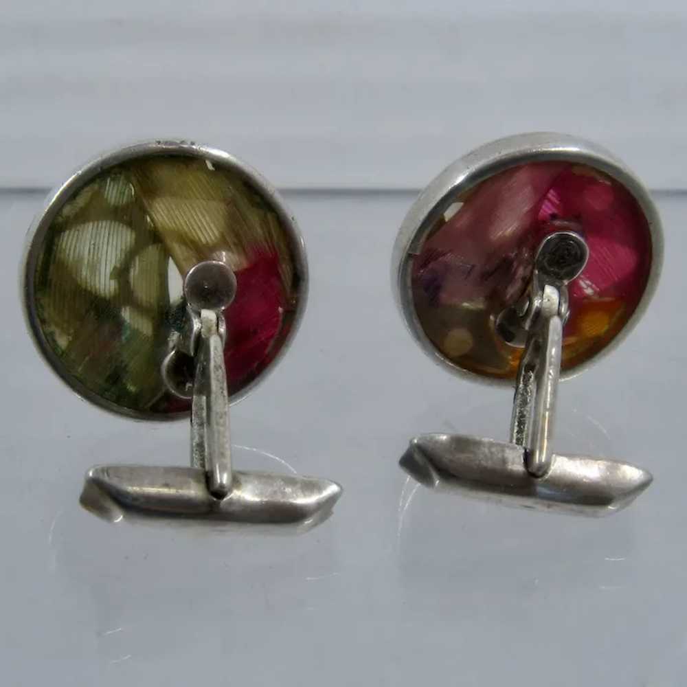 Vintage Sterling Butterfly Wing Inlay Cufflinks - image 7