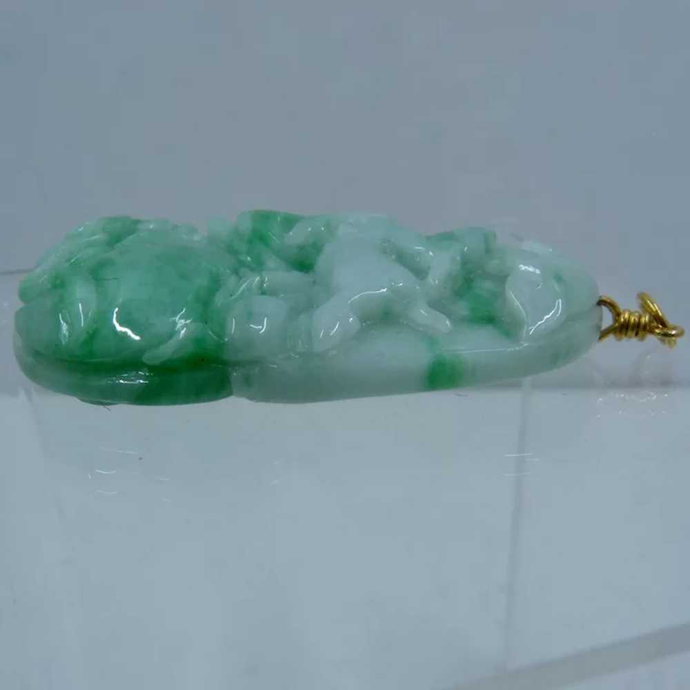 18K Apple Green Jadeite Running Deer Peach Bat Pe… - image 5