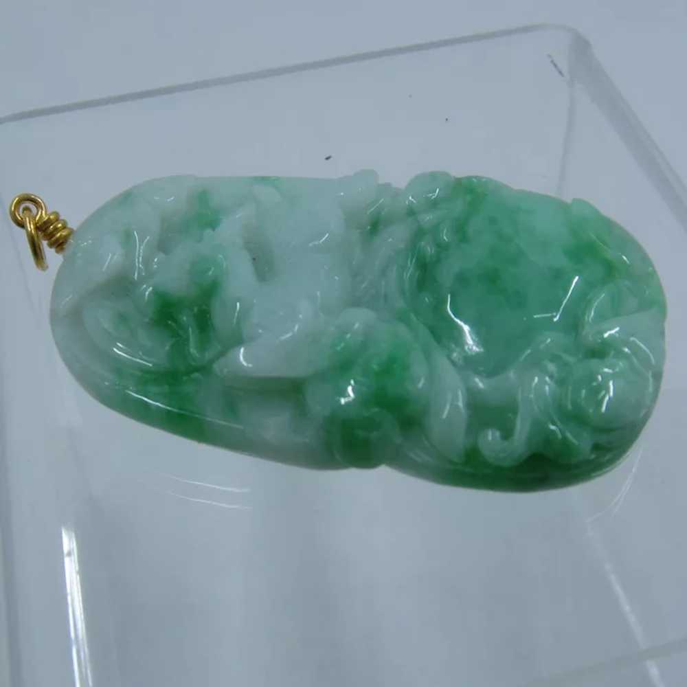 18K Apple Green Jadeite Running Deer Peach Bat Pe… - image 7