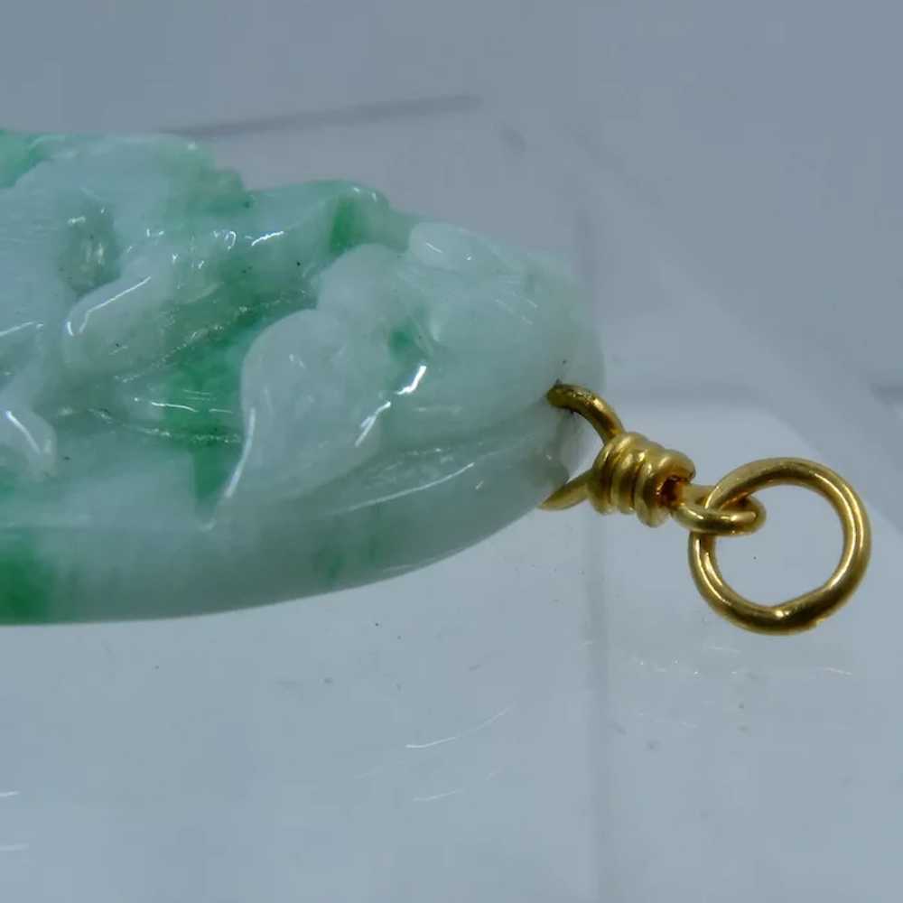 18K Apple Green Jadeite Running Deer Peach Bat Pe… - image 8