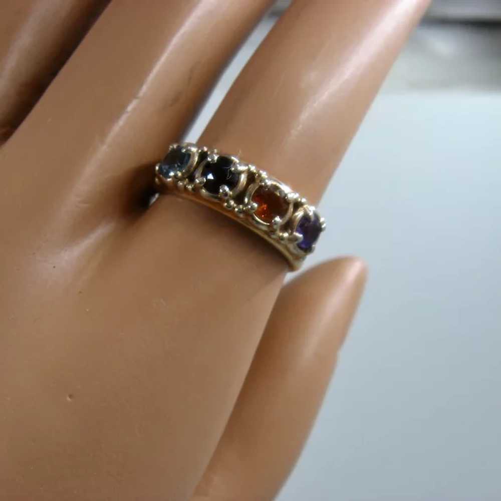 Vintage 14K Four Gemstones Double Band Mother's R… - image 12