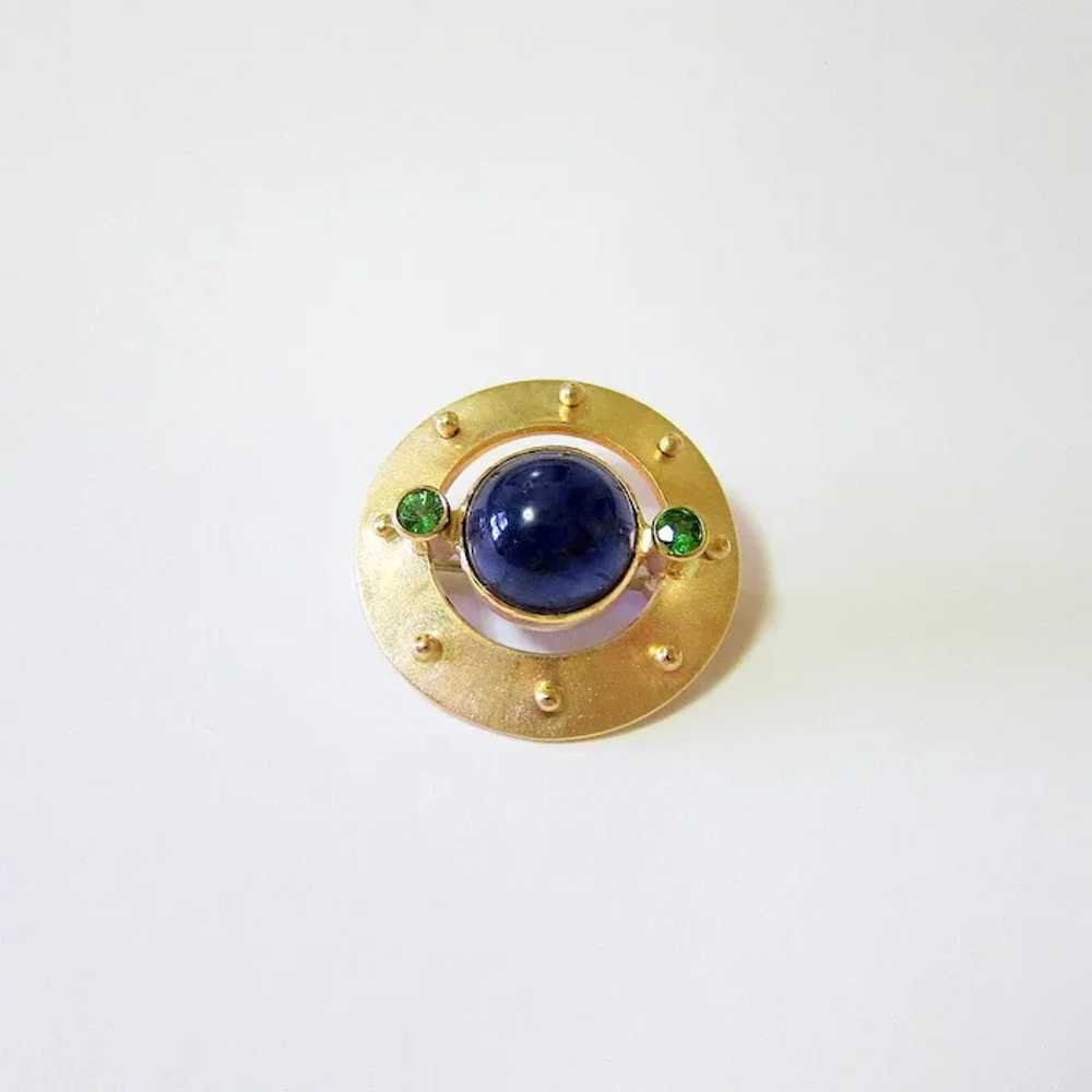 Cabochon Amethyst Green Chrome Diopside 14k Yello… - image 7