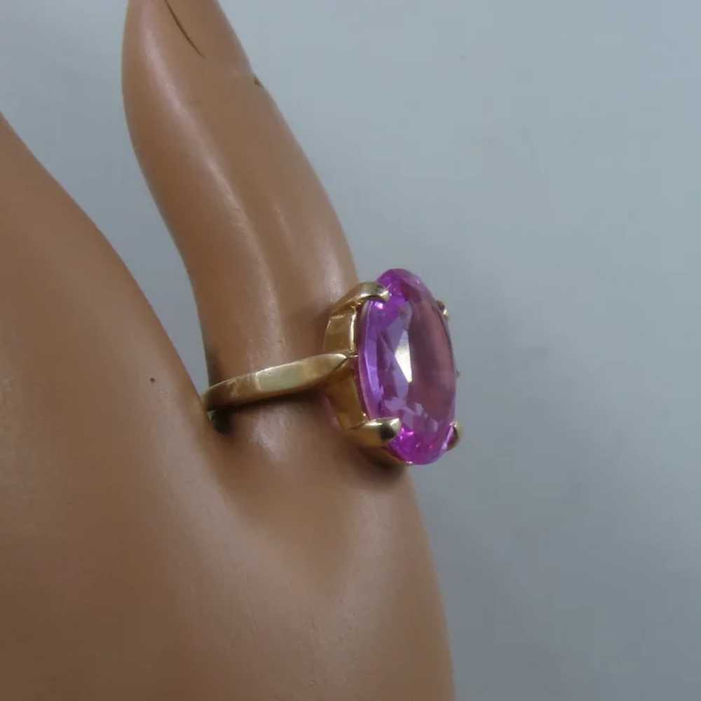 Vintage 14K Pink Sapphire Cocktail Ring 15 Carats… - image 10