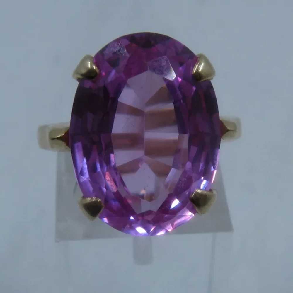 Vintage 14K Pink Sapphire Cocktail Ring 15 Carats… - image 2