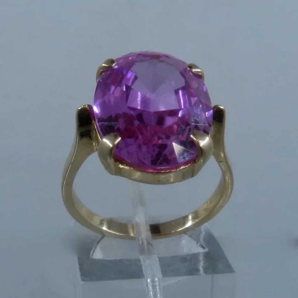 Vintage 14K Pink Sapphire Cocktail Ring 15 Carats… - image 3