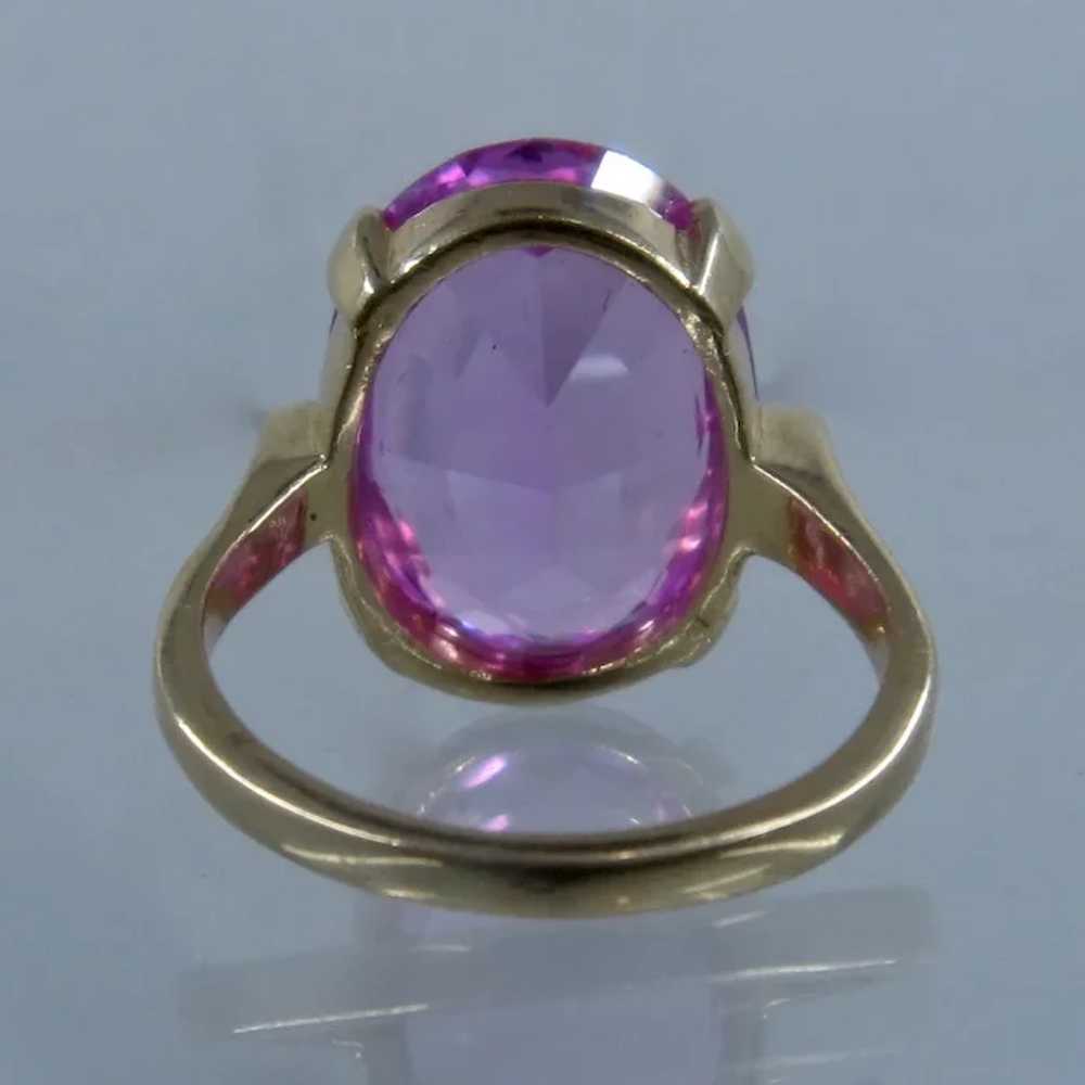 Vintage 14K Pink Sapphire Cocktail Ring 15 Carats… - image 6