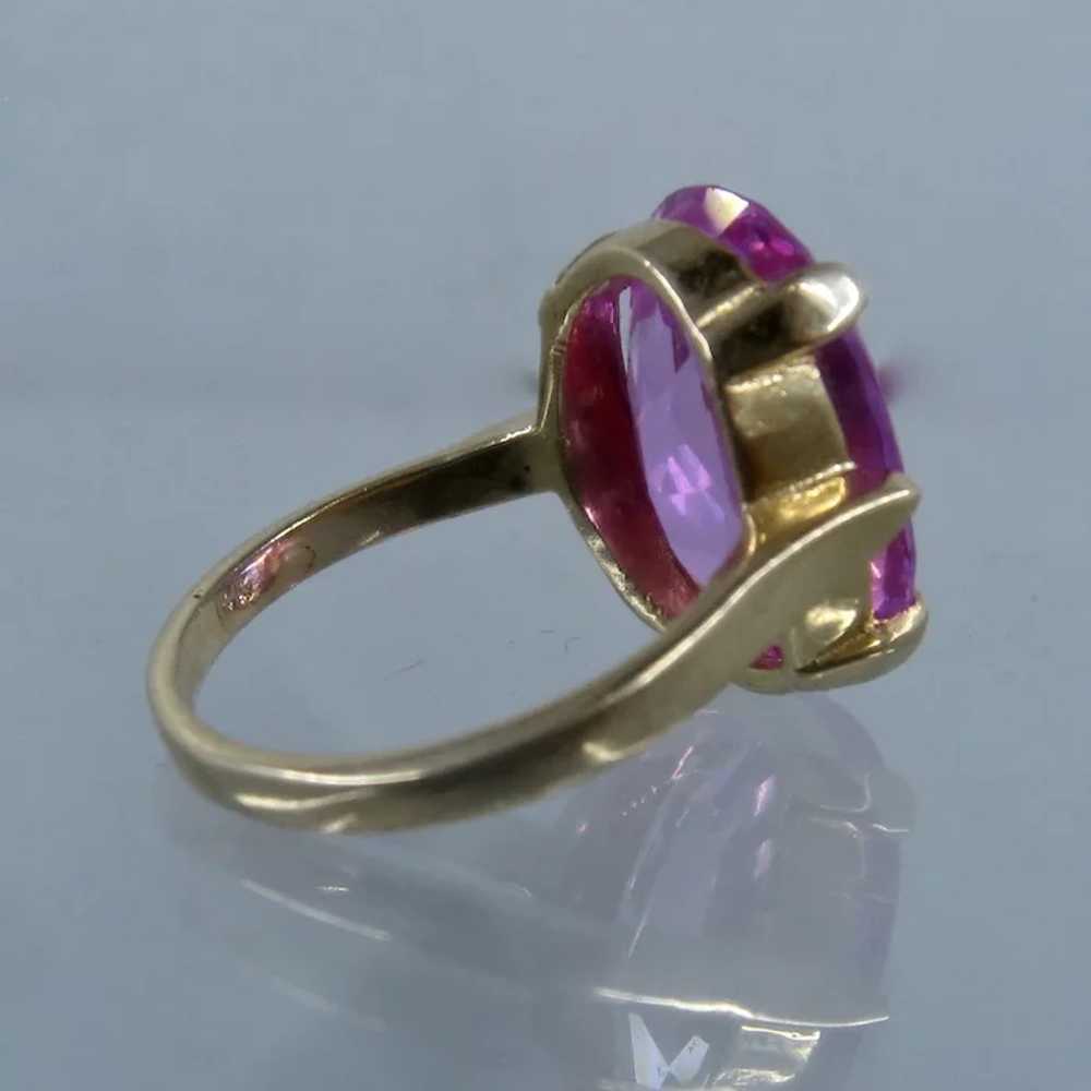 Vintage 14K Pink Sapphire Cocktail Ring 15 Carats… - image 7