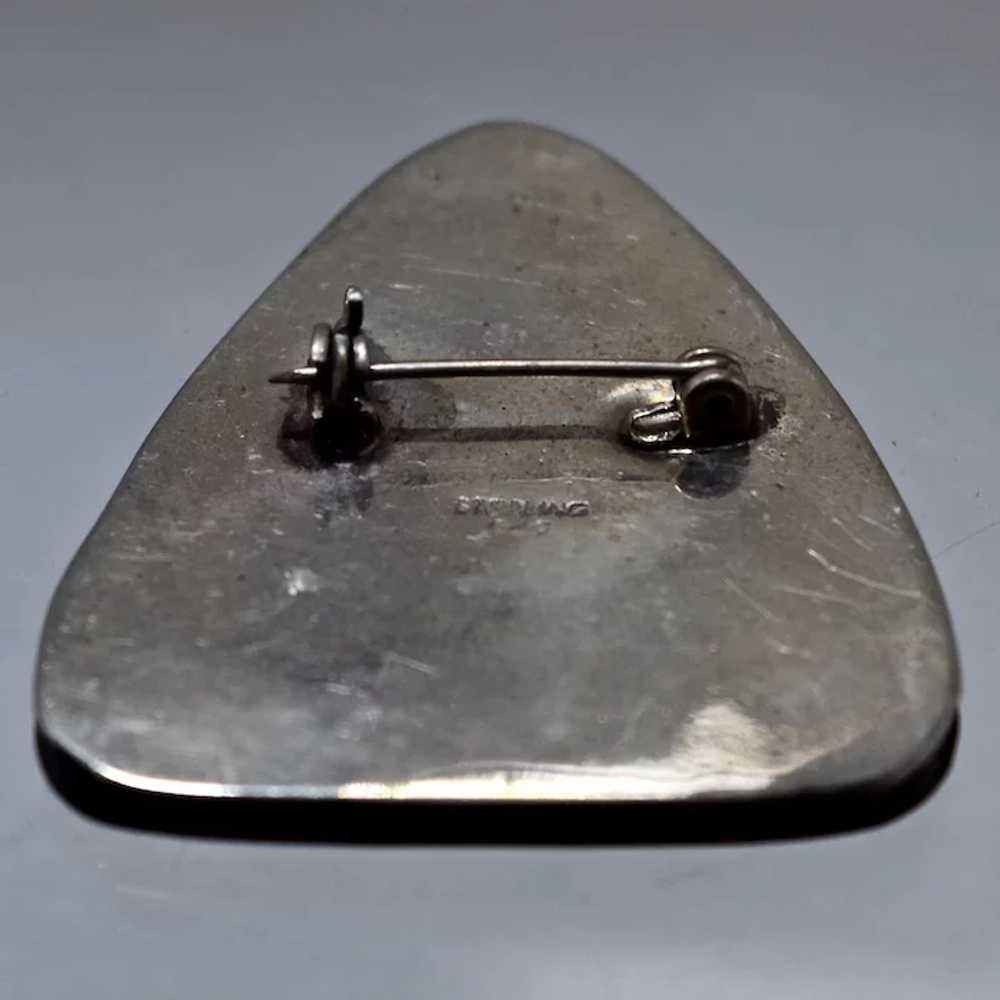 Modernist Sterling Brass Black Lacquer Pin Abstra… - image 4