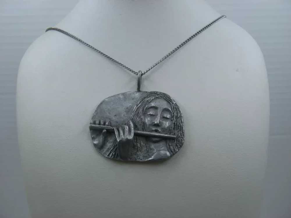 Maya Originals Pewter Flautist Necklace 24 1/2" - image 11