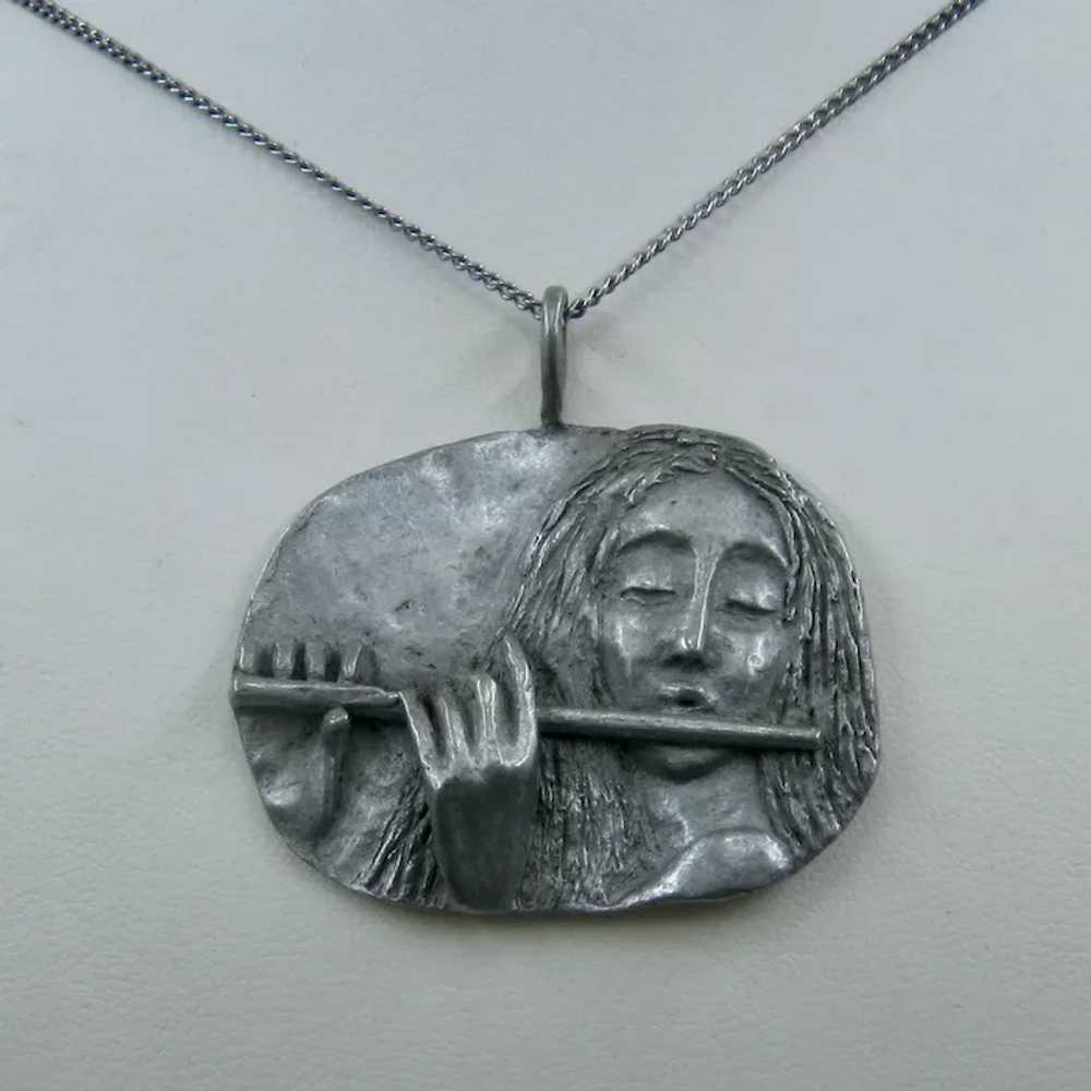 Maya Originals Pewter Flautist Necklace 24 1/2" - image 4