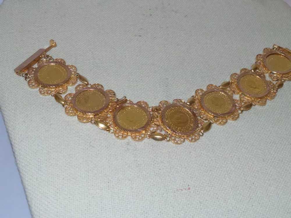 Vintage 14K Yellow Gold Filigree/Coin Bracelet - image 3