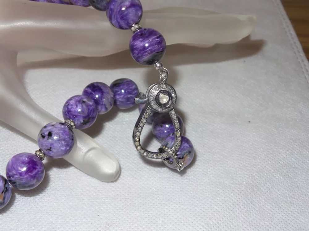 Rare Purple Charoite and Black Diamond Necklace - image 7