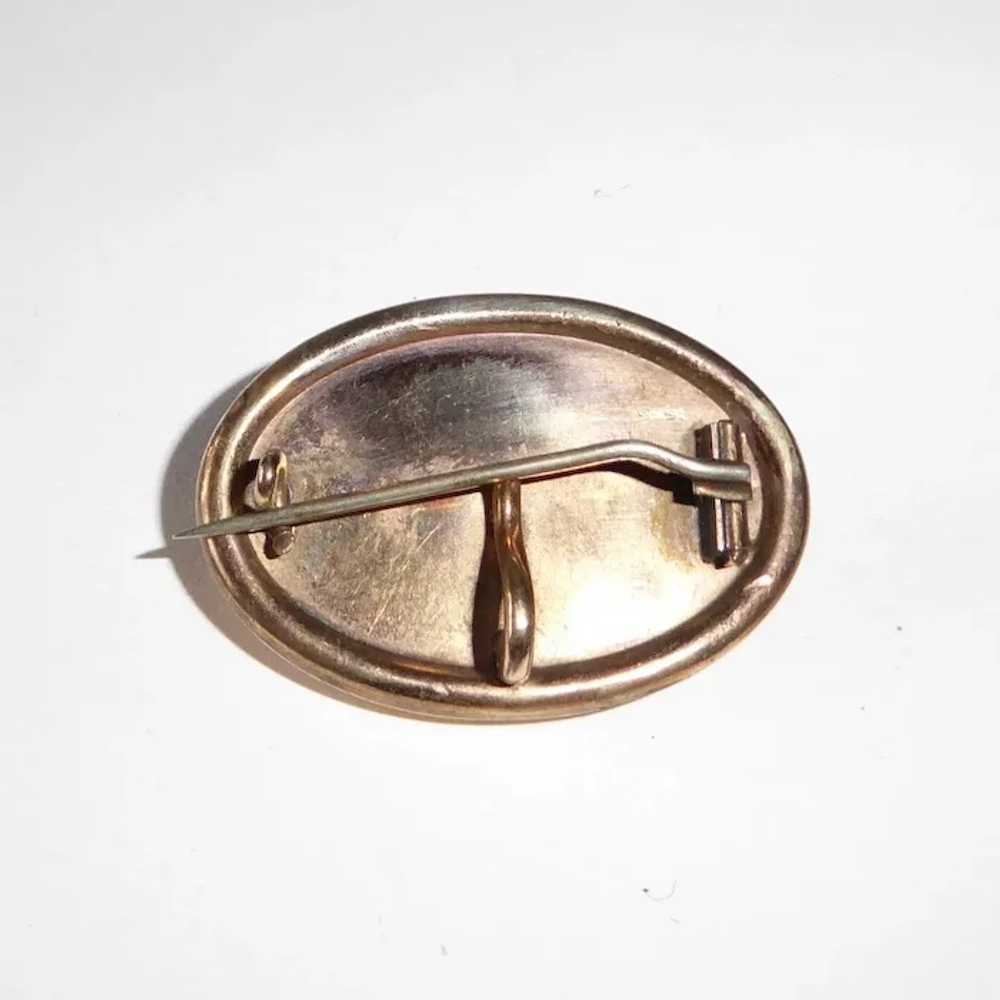 10K Victorian Engraved Gold Top Watch Pin w Natur… - image 12