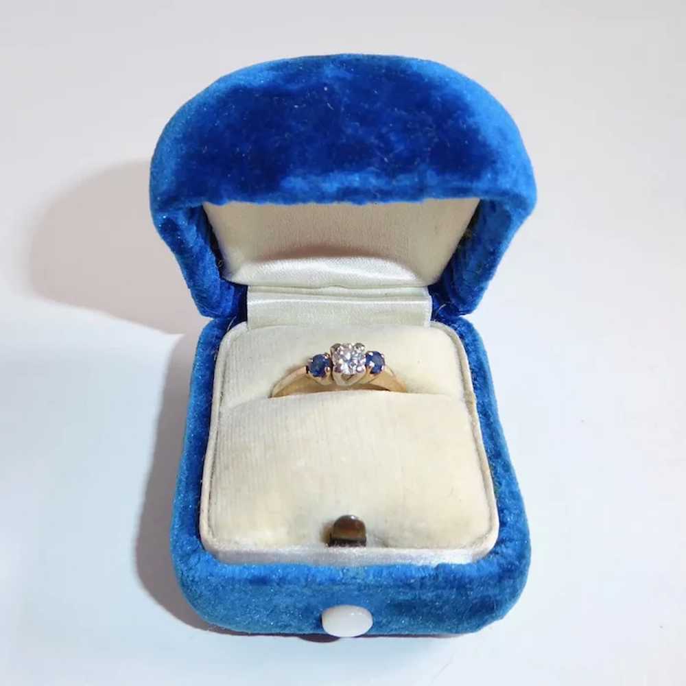 14k Sapphire & Diamond Yellow Gold Ring - image 3