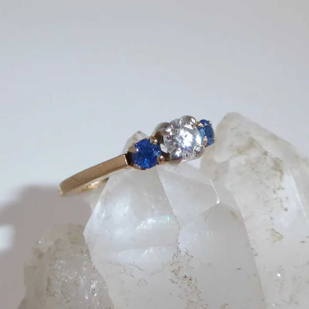 14k Sapphire & Diamond Yellow Gold Ring - image 5