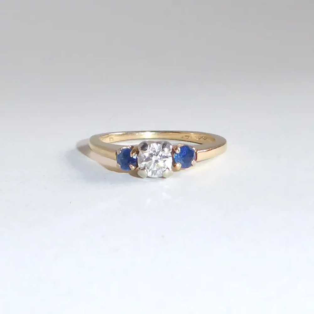 14k Sapphire & Diamond Yellow Gold Ring - image 6