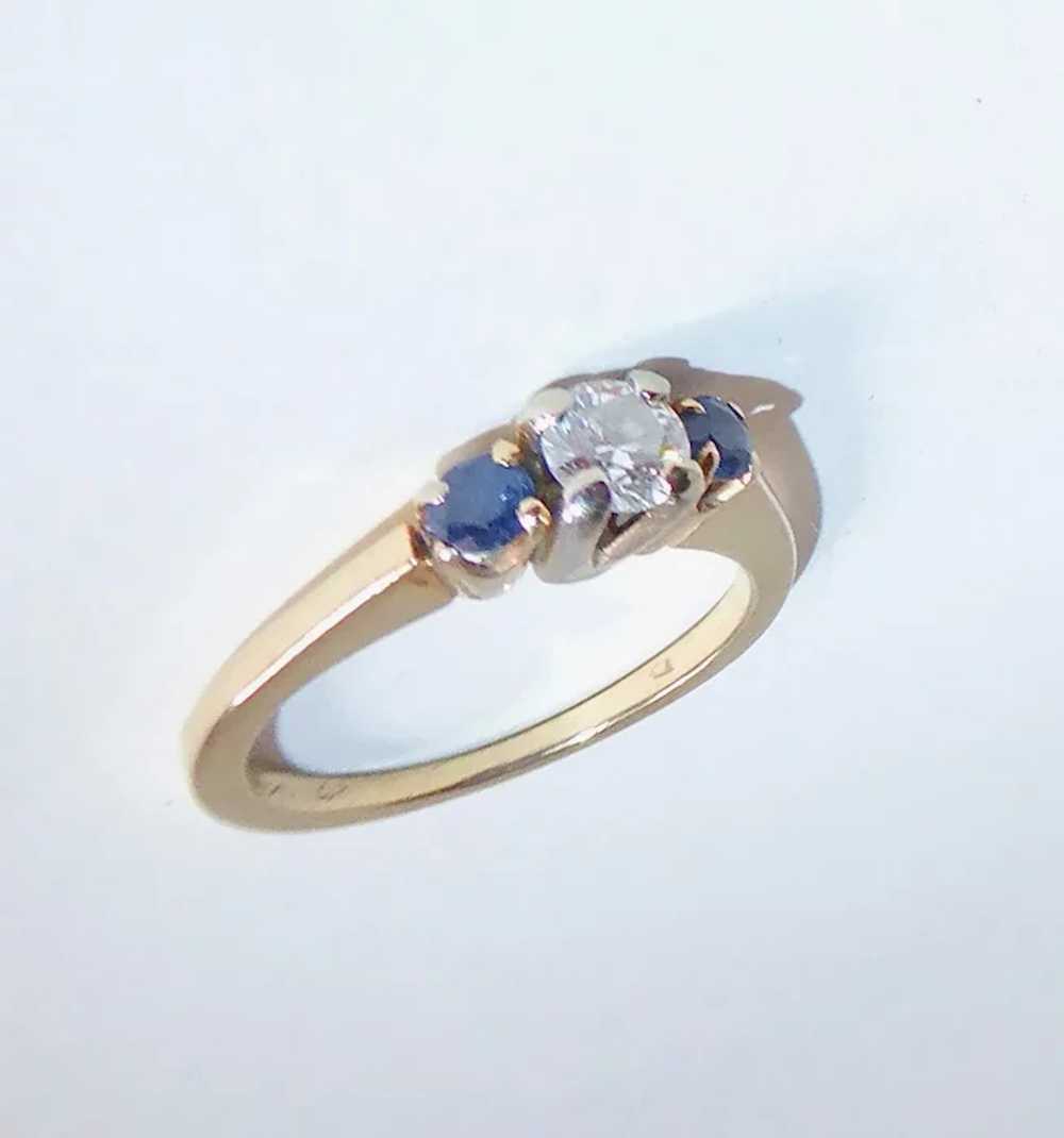 14k Sapphire & Diamond Yellow Gold Ring - image 8