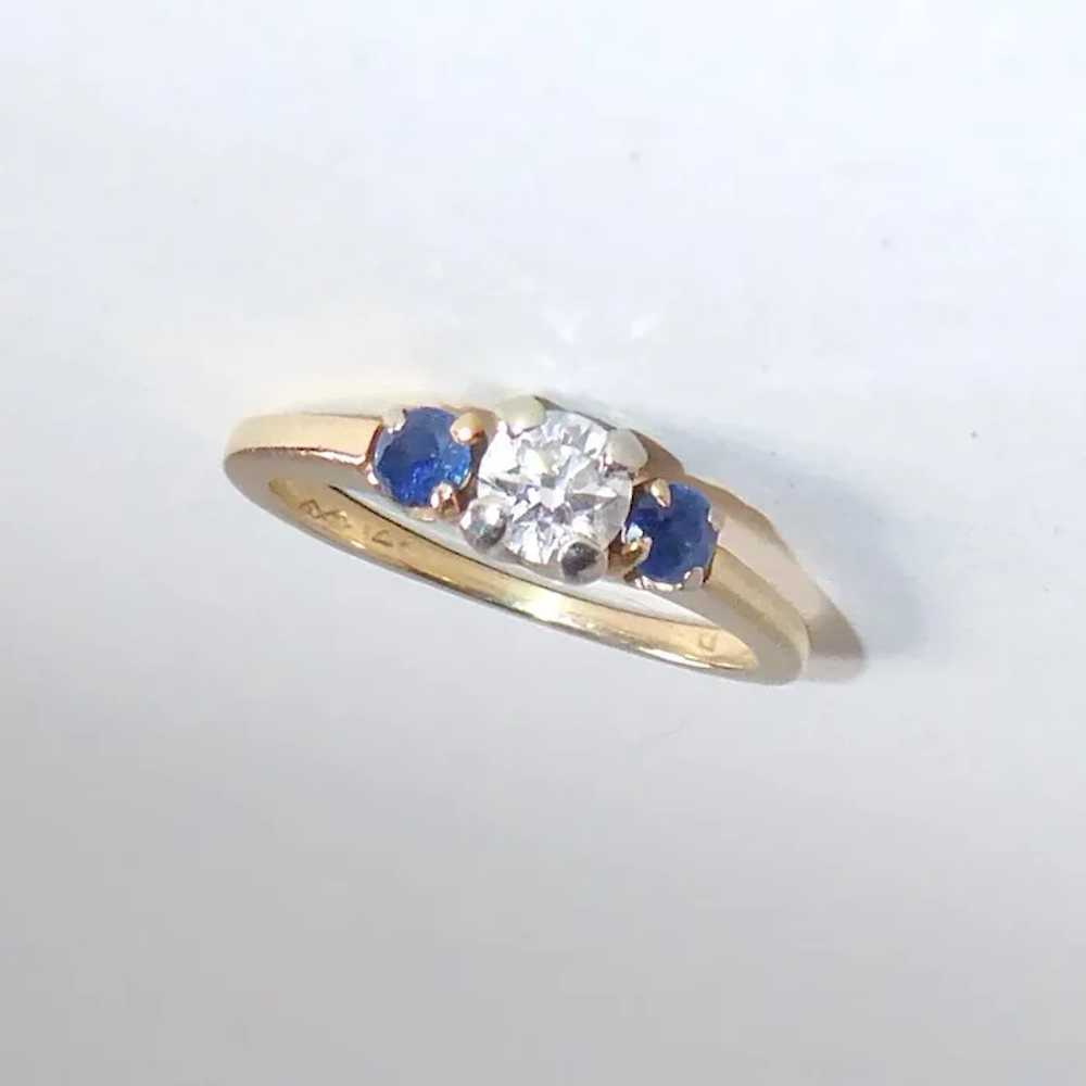 14k Sapphire & Diamond Yellow Gold Ring - image 9