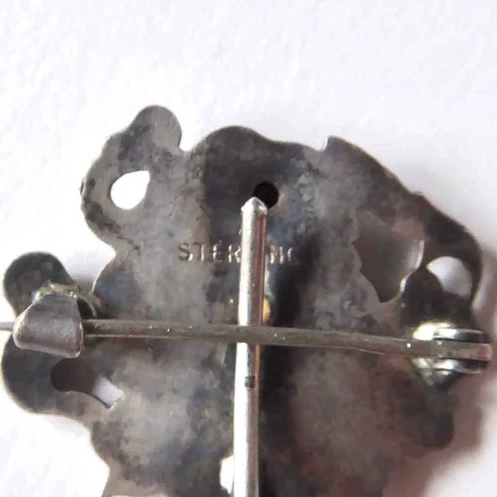 Art Nouveau Sterling Watch Pin Woman w Flowers - image 8