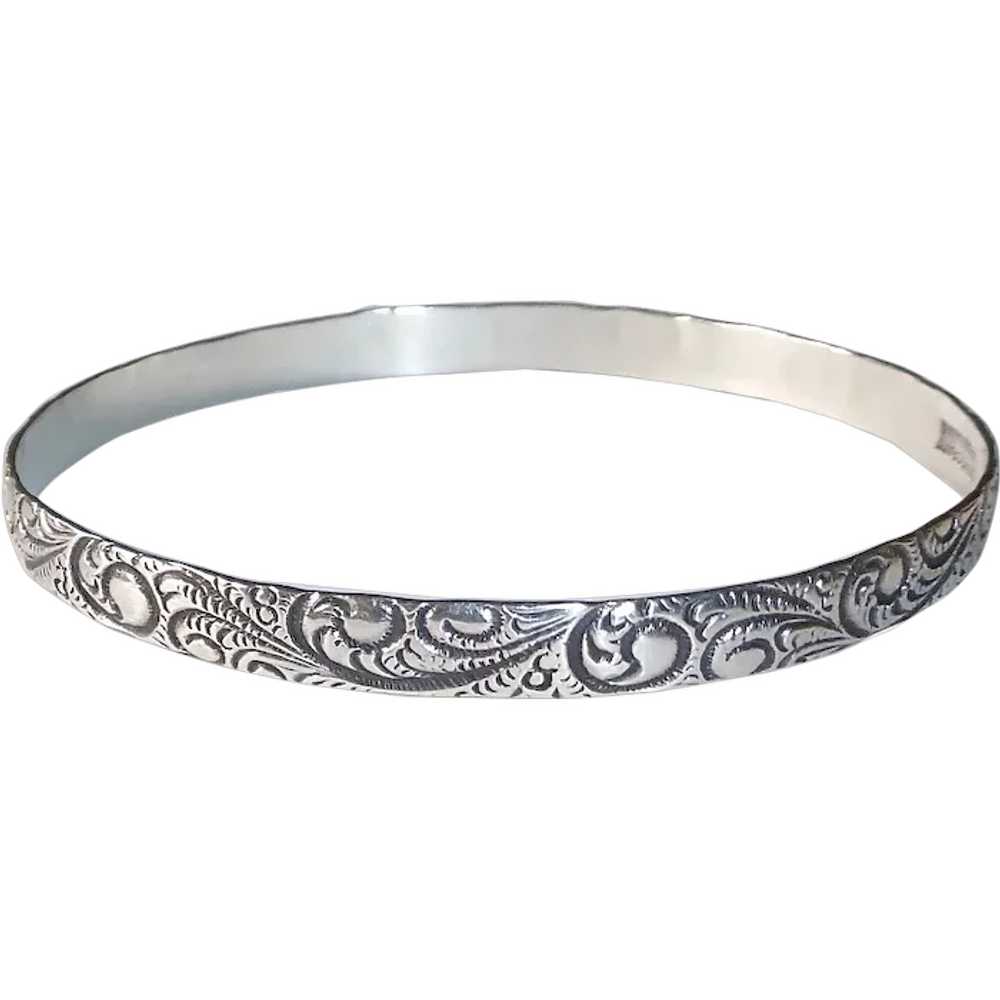 Danecraft Sterling Embossed Paisley Patterned Ban… - image 1