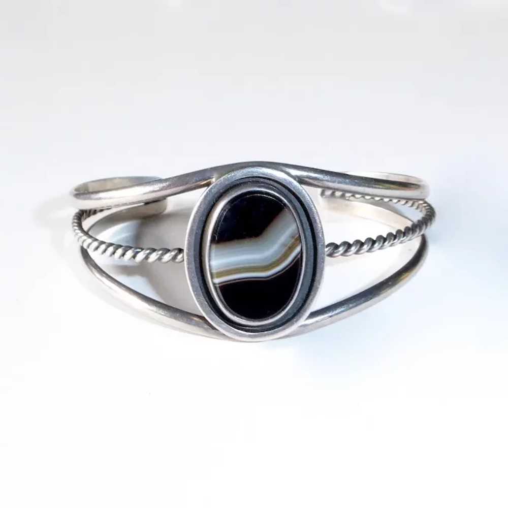 Native American Signed Sterling Cuff Bracelet w S… - image 5