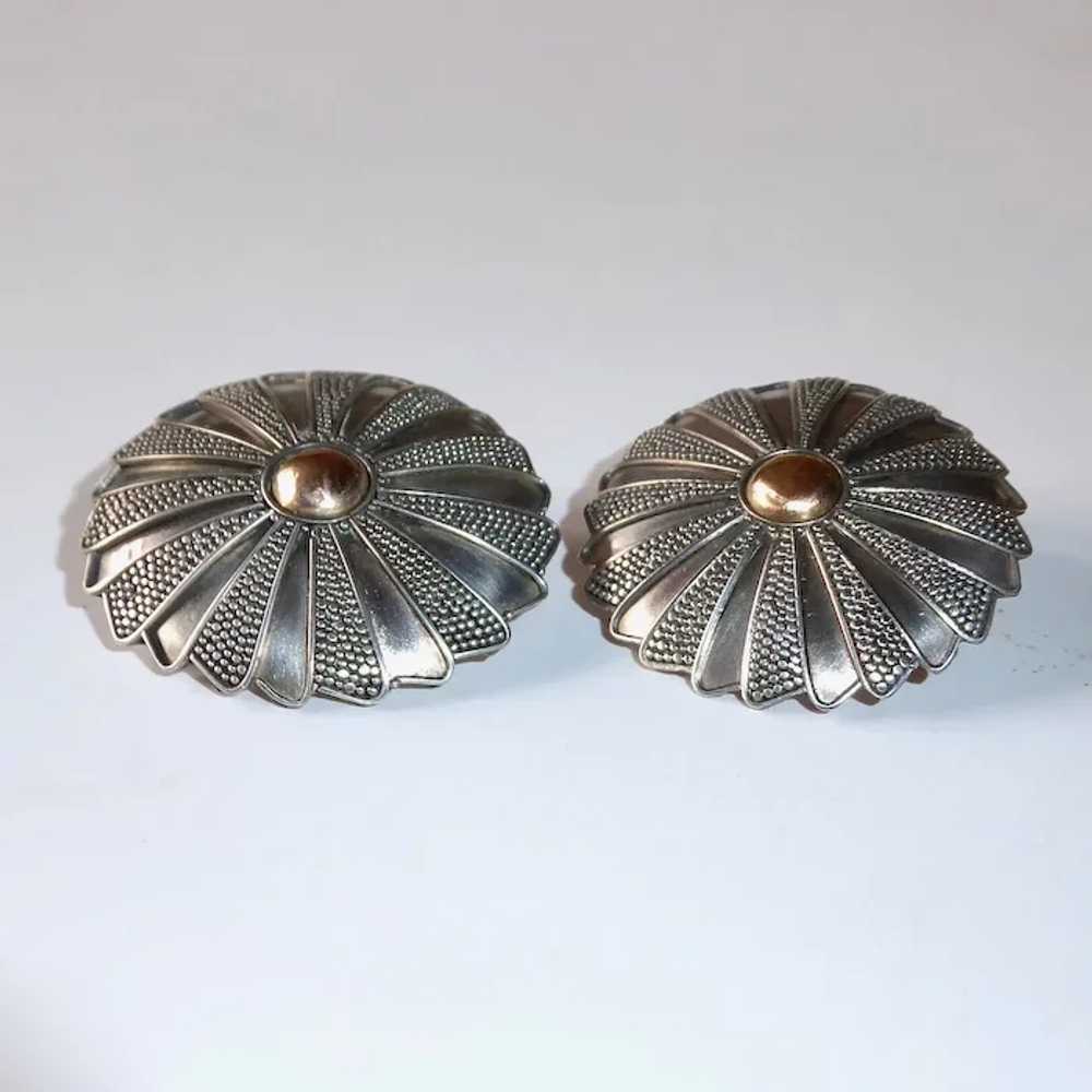 Granulated Balinese Sterling Dome Pierced Earrings - image 4