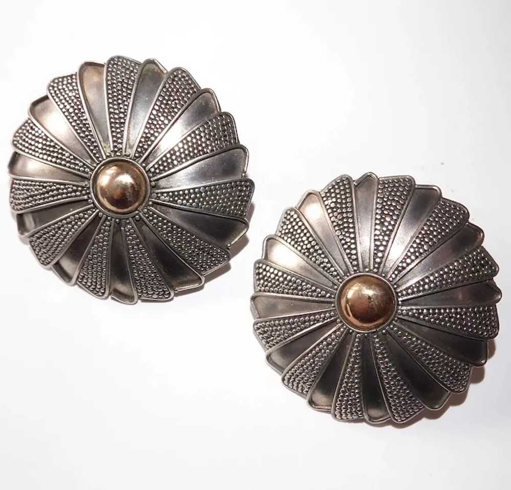 Granulated Balinese Sterling Dome Pierced Earrings - image 6