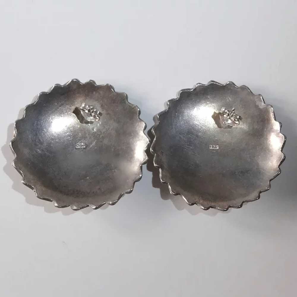 Granulated Balinese Sterling Dome Pierced Earrings - image 8