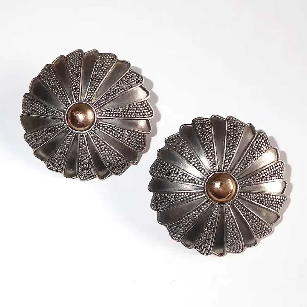 Granulated Balinese Sterling Dome Pierced Earrings - image 9