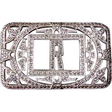 Art Deco Sterling & Marcasite Sparkling R Initial… - image 1