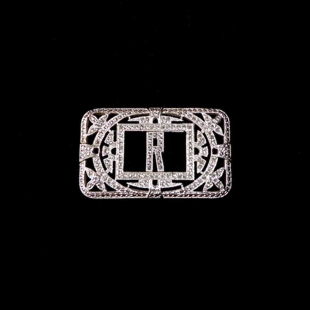 Art Deco Sterling & Marcasite Sparkling R Initial… - image 7