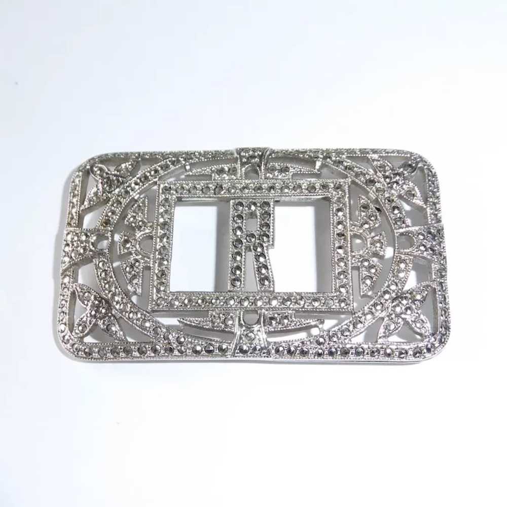 Art Deco Sterling & Marcasite Sparkling R Initial… - image 8