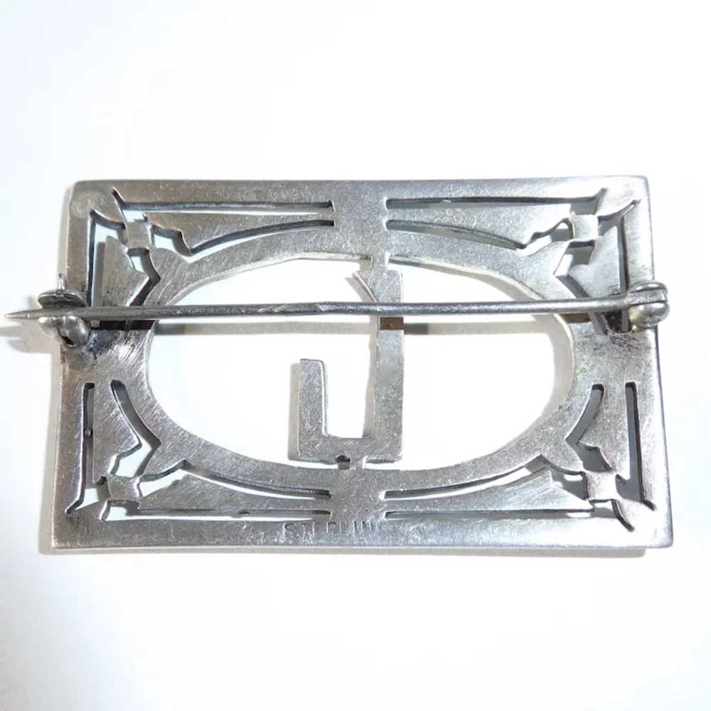 Art Deco Sterling & Marcasite Block Initial L Pin - image 10