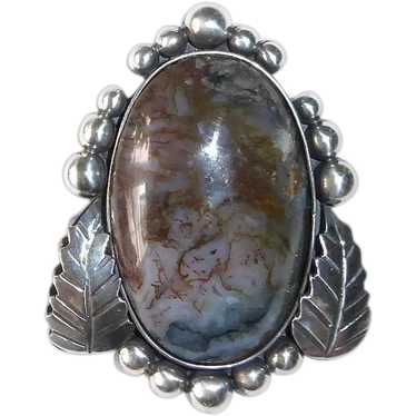 Mexican Sterling Large Agate Pin/Pendant - image 1