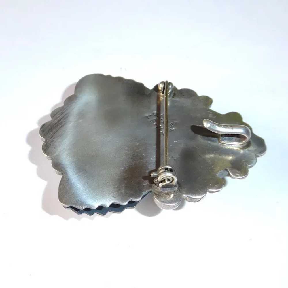 Mexican Sterling Large Agate Pin/Pendant - image 8