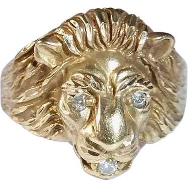 Ruby Blue Quartz Lion Head Mens Band Ring 14k Yellow Gold 1940 Antique –  The Jewelry Gallery of Oyster Bay