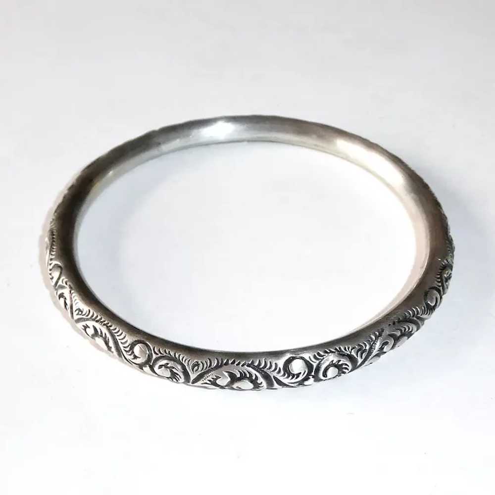 Victorian Sterling Handcrafted Repousse Bangle Br… - image 2