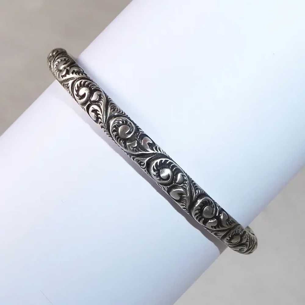 Victorian Sterling Handcrafted Repousse Bangle Br… - image 3