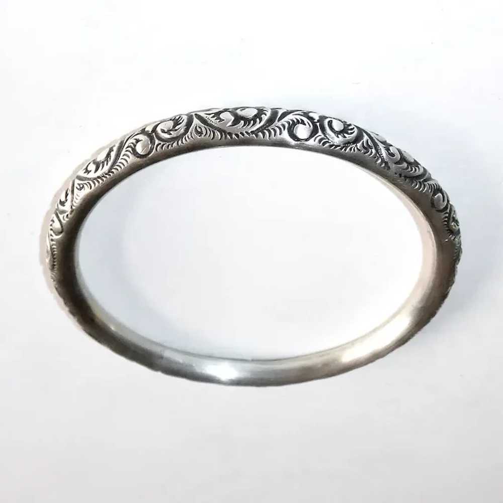 Victorian Sterling Handcrafted Repousse Bangle Br… - image 4