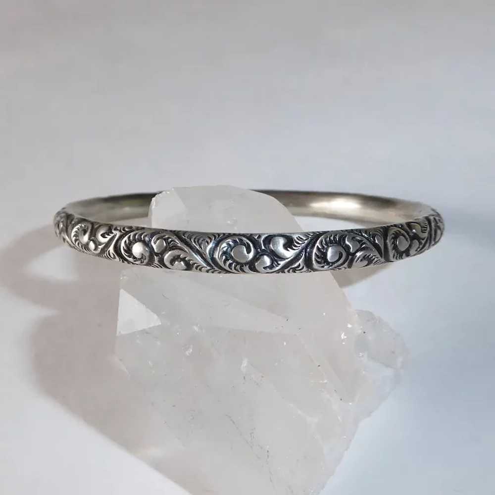 Victorian Sterling Handcrafted Repousse Bangle Br… - image 5