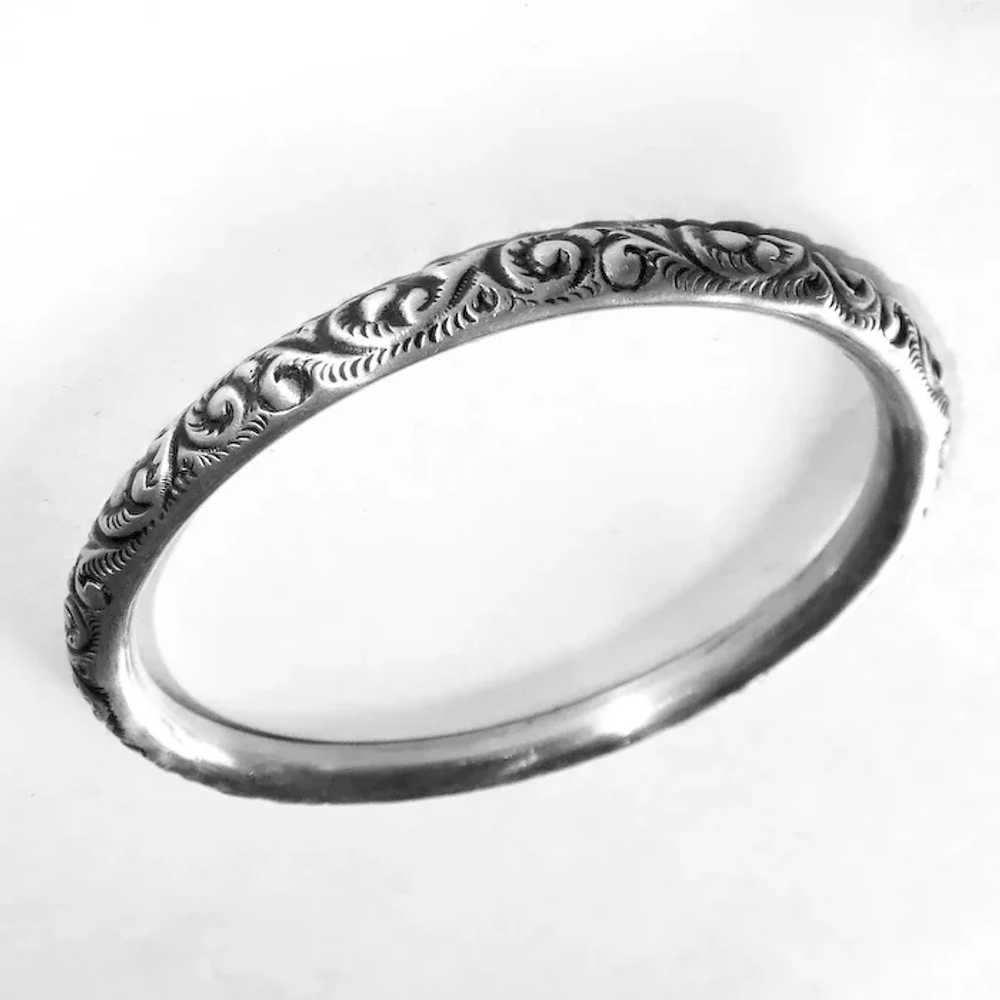 Victorian Sterling Handcrafted Repousse Bangle Br… - image 6