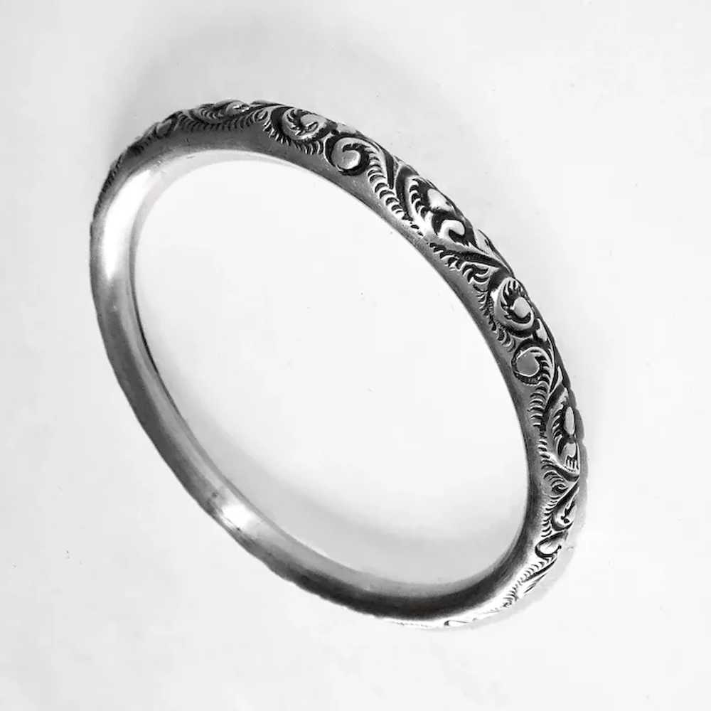 Victorian Sterling Handcrafted Repousse Bangle Br… - image 8