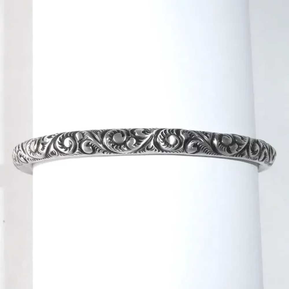 Victorian Sterling Handcrafted Repousse Bangle Br… - image 9