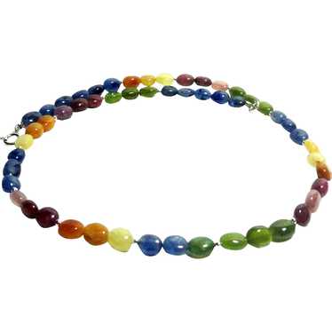 JFTS Multi Colored Sapphire Beaded Necklace - image 1