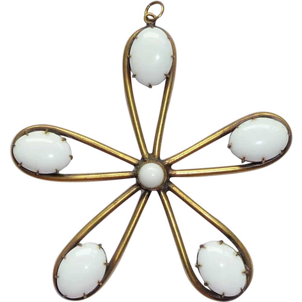 Joseff of Hollywood White Glass Brass Star Pendant - image 1