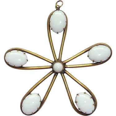 Joseff of Hollywood White Glass Brass Star Pendant - image 1