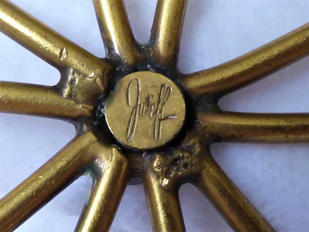 Joseff of Hollywood White Glass Brass Star Pendant - image 4