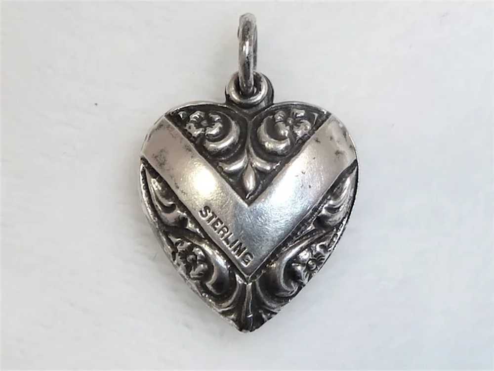 Sterling Puffy Heart Charm V Banner - image 2